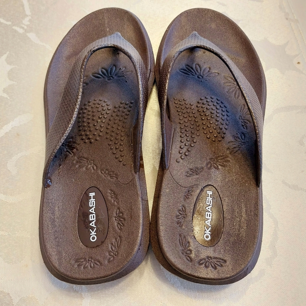 Okabashi Women's Maui Ergonomic Flip Flops Sandals Size Medium Brown Comfort - Picture 11 of 11